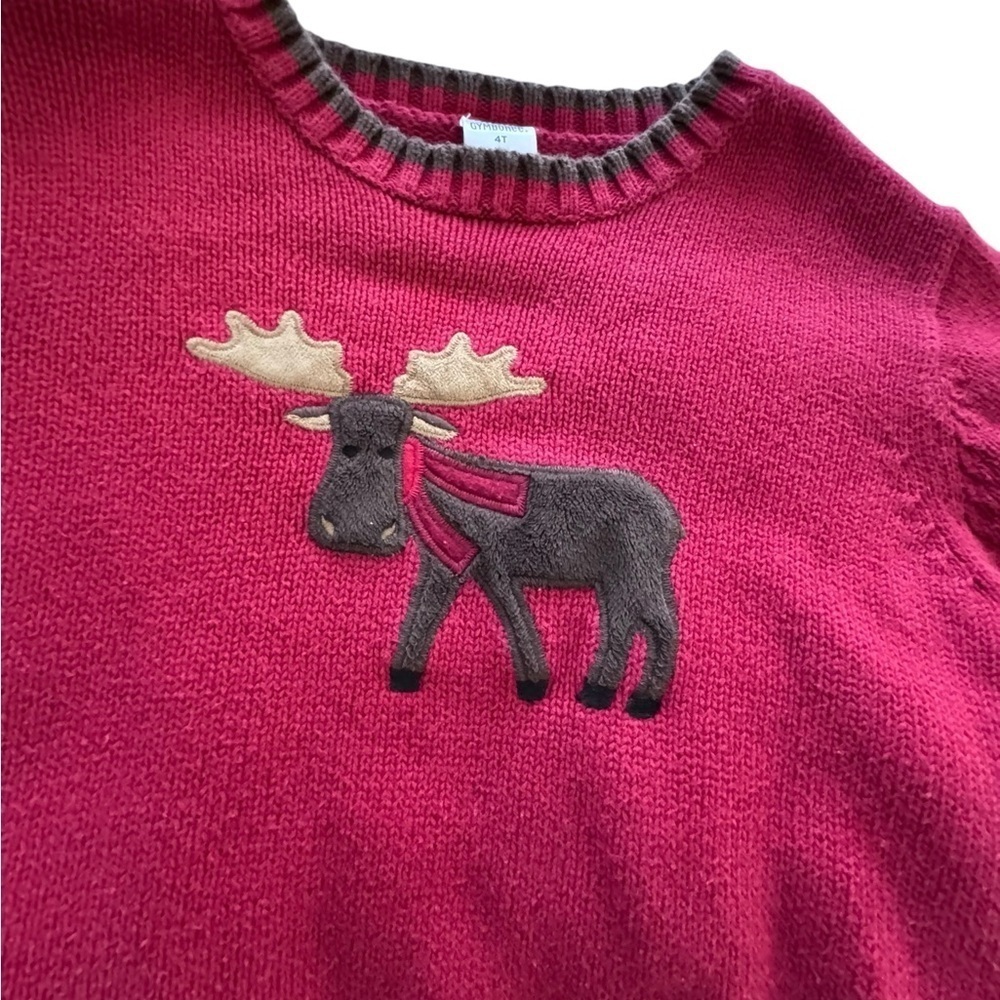 gymboree red sweater moose 4T k17